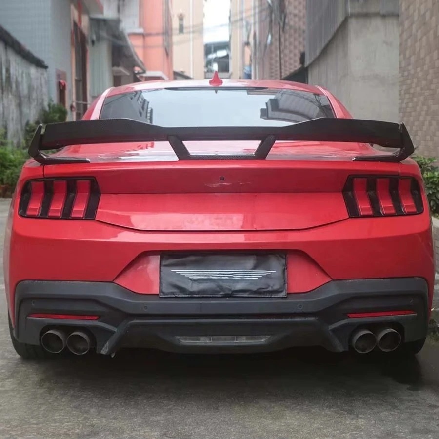 Carbon Fiber GT Rear Spoiler with Double Deck for  Dark Horse S650 2.3T EcoBoost 5.0 High Polished Body Kit